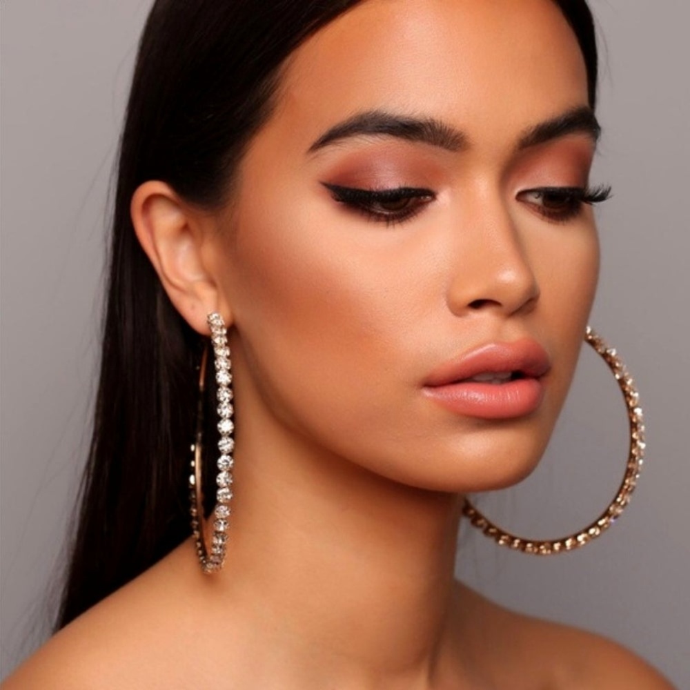 Bedazzled Rhinestone Hoop Earrings